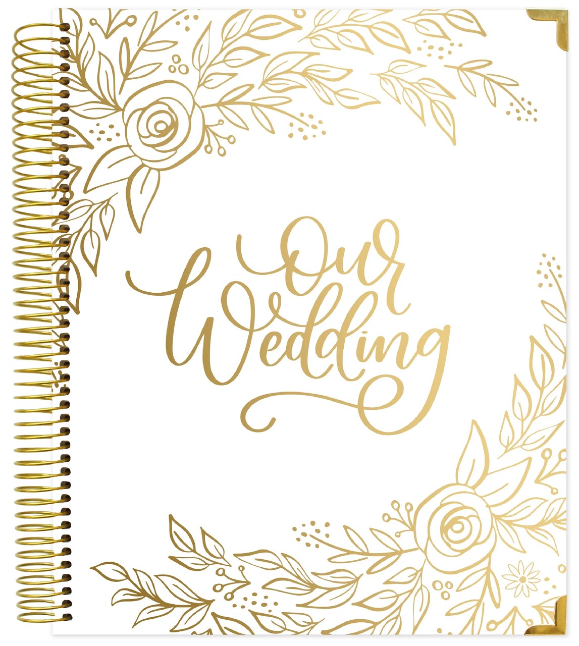 bloom daily planners Wedding Planner & Calendar, 9" x 11", Gold Floral